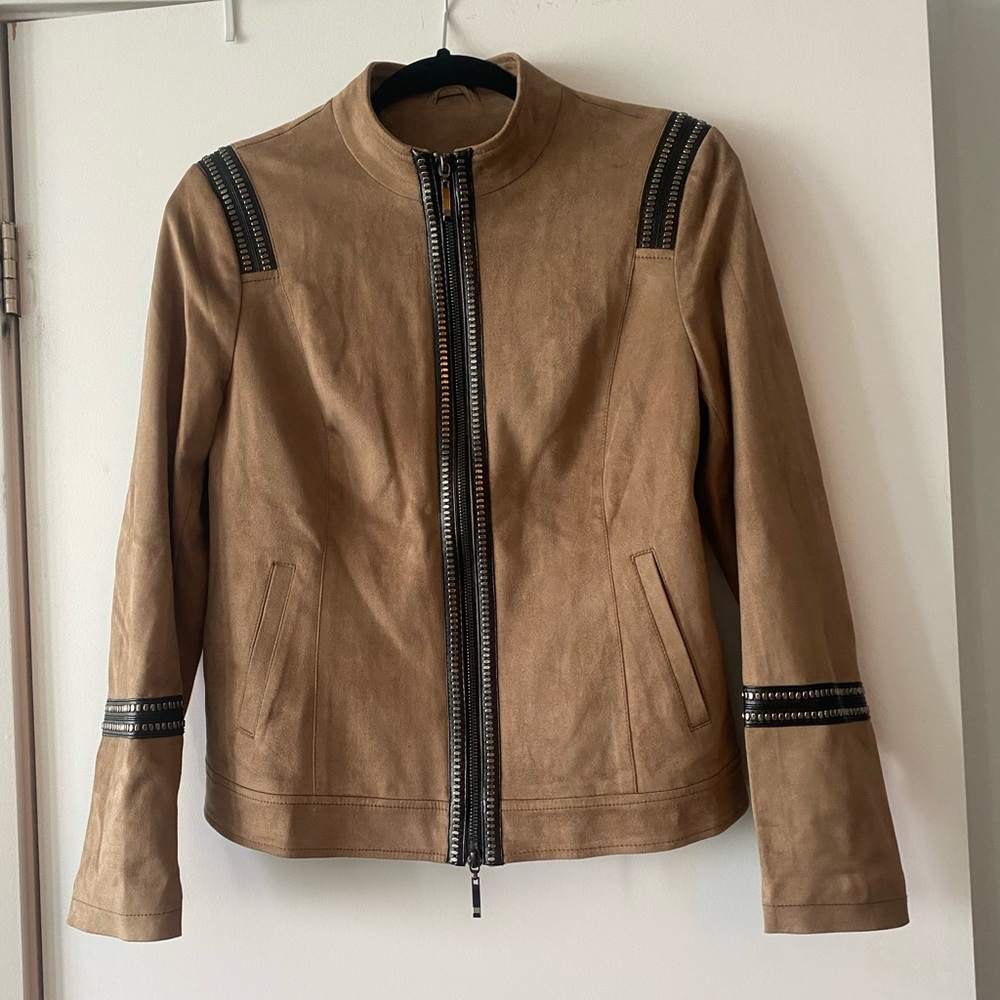 FAUX LIGHT BROWN SUEDE JACKET
